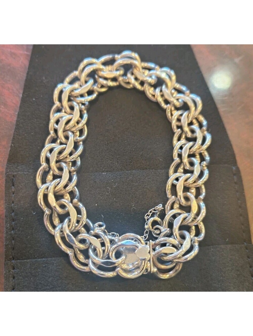 HEAVY Elco 925 Sterling Silver Curb Chain Link Bracelet Safety Chain 6.5" 38g